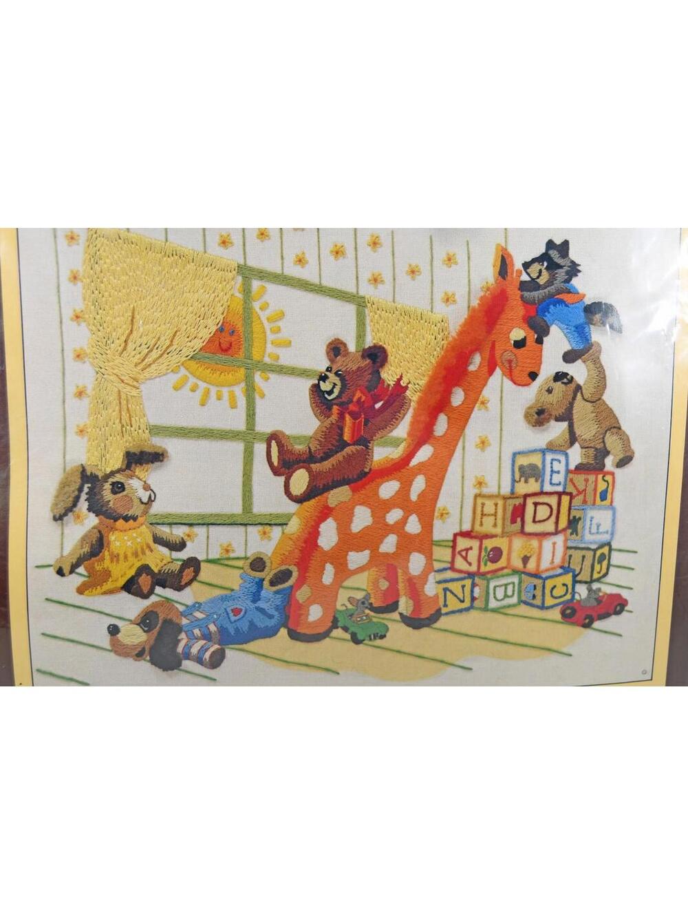 VTG Playtime For Toys Crewel Embroidery Kit Sunset Stitchery 2618 Baby Nursery